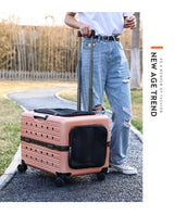 2026 Large Capacity Transparent Pet Suitcase Portable Stroller Double Medium To Large Pets Cat Outdoor Travel Bag