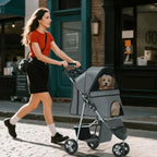 Multi-Capacity 3-Wheel Foldable Jogger Pet Stroller — Fits Small Dogs up to 10 lbs, Medium Dogs up to 30 lbs