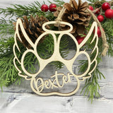 Personalized Laser-Engraved Pet Paw Christmas Bauble