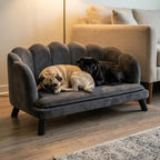 Pearl Design Pet Sofa with Solid Wood Legs, Charcoal Gray