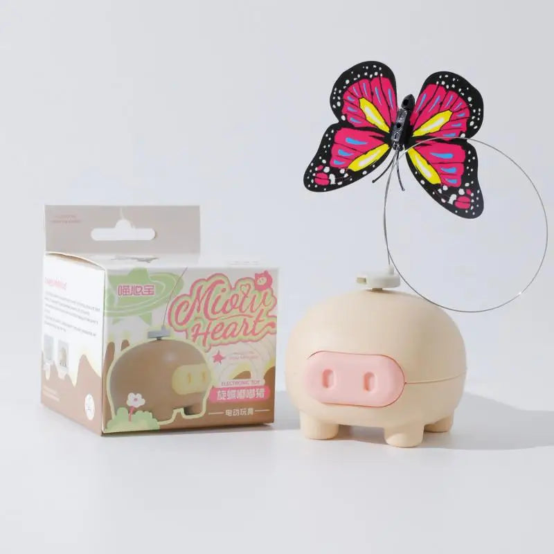 Electric Rotating Cute Pig & Butterfly Cat Teaser Toy — Intelligent Auto-Spinning Interactive Toy