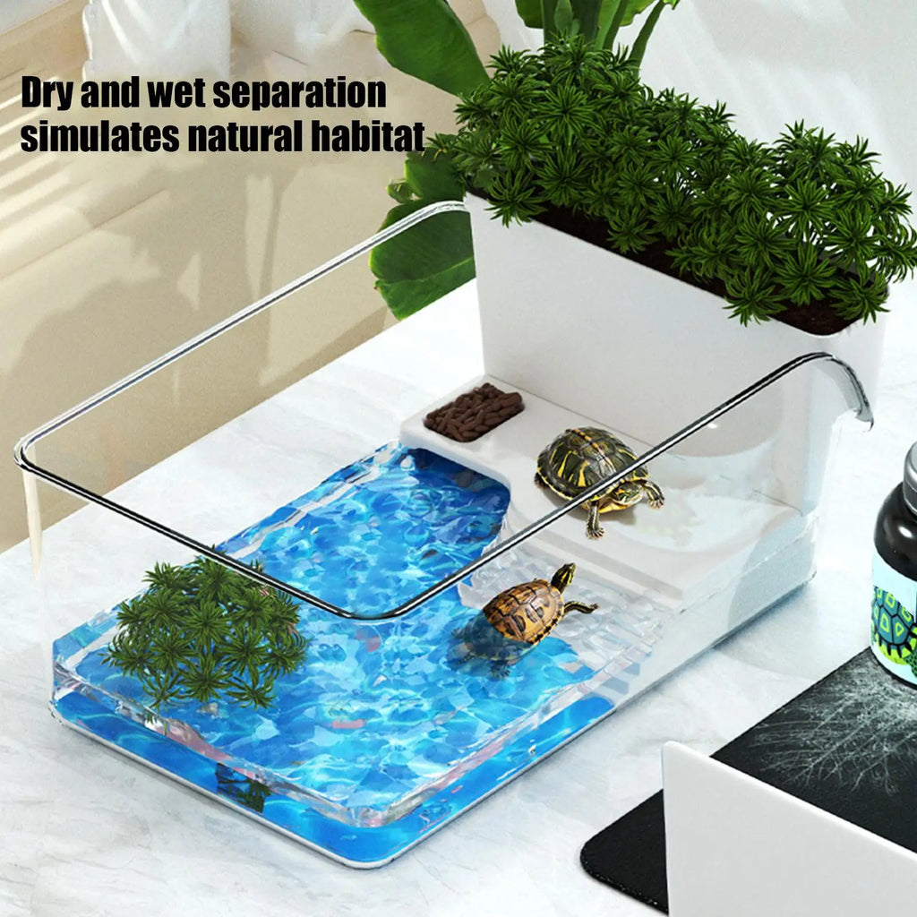 Transparent Plastic Turtle Terrarium & Reptile Breeding Tank