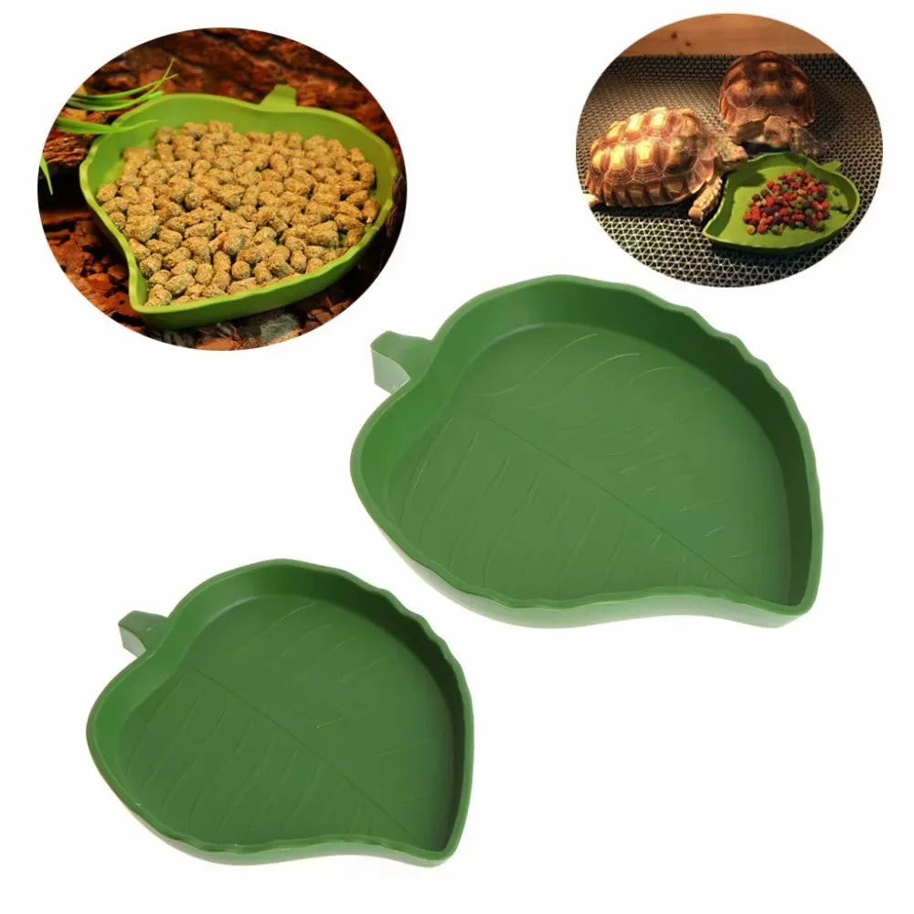 Leaf-Shaped Reptile Feeding Dish — Shallow Water & Food Bowl for Tortoises & Lizards