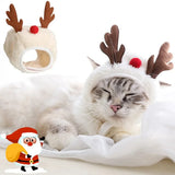 Christmas Pet Costume Set (Santa & Elk Hat with Bandana Bib)