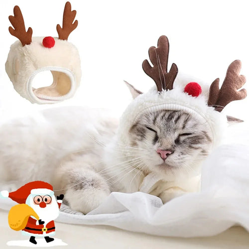 Christmas Pet Costume Set (Santa & Elk Hat with Bandana Bib)