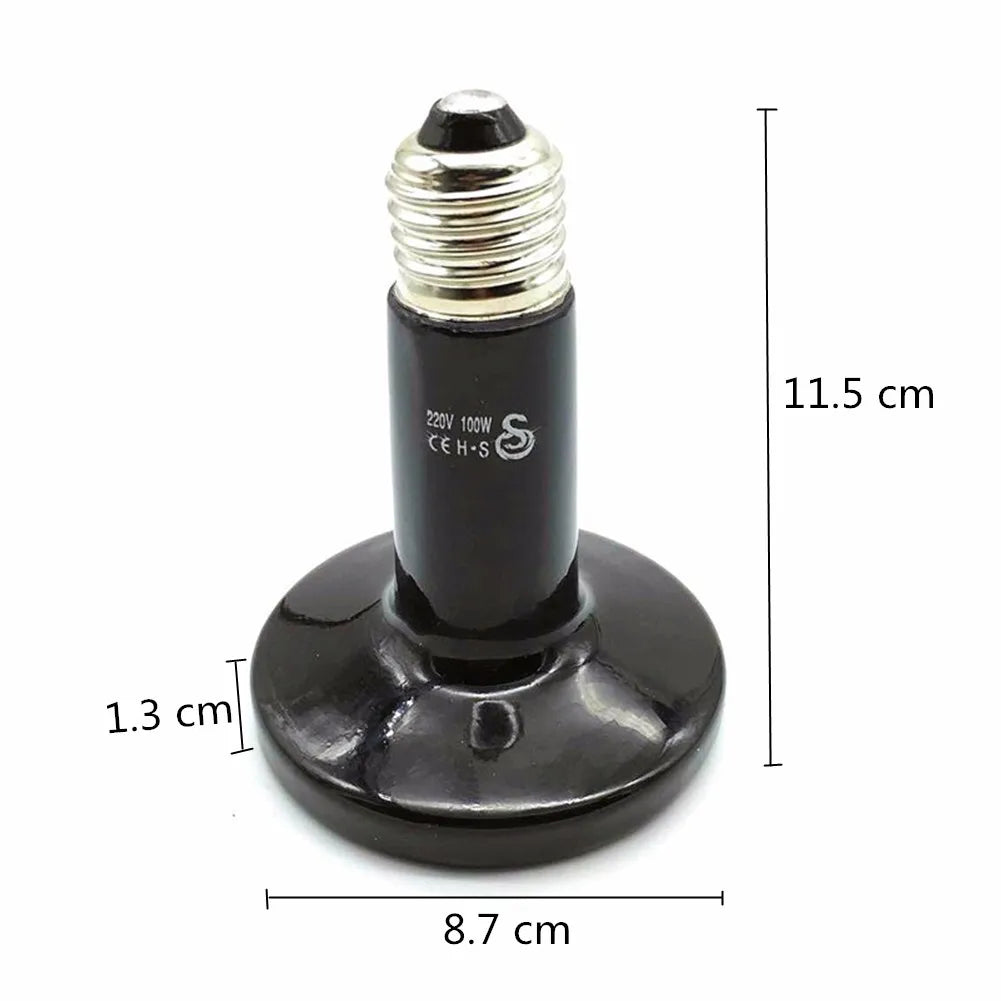 Ceramic Infrared Heat Lamp for Reptiles — No-Light Heating Bulb, E27, 25W-200W