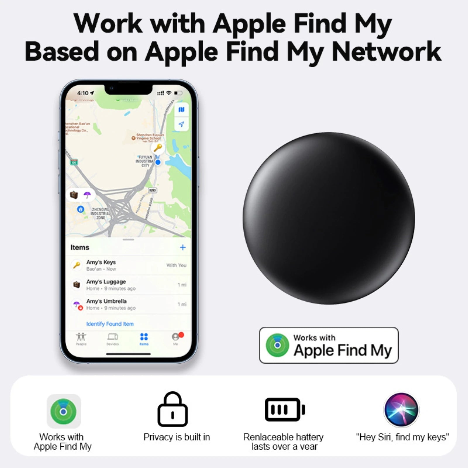 No-Subscription Pet Tracker for Apple Find My with AirTag Case