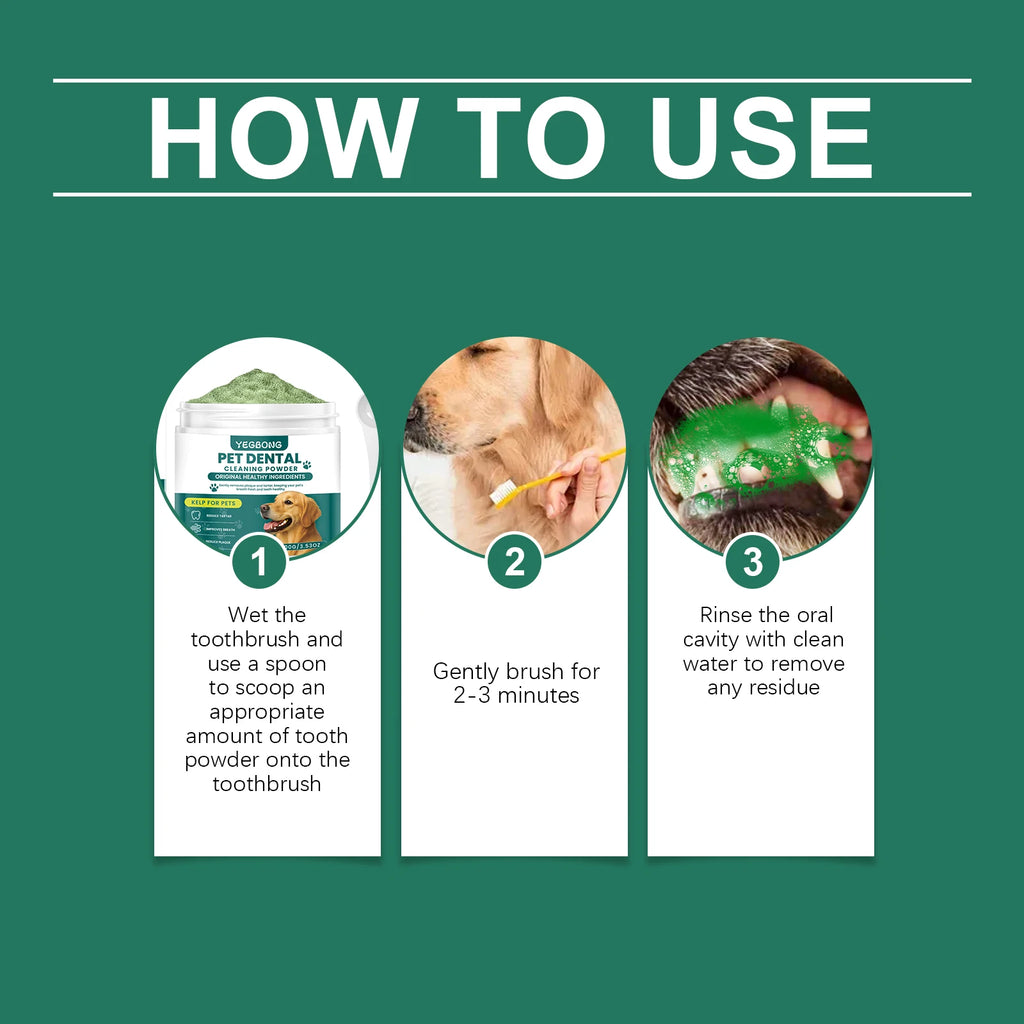 Pet Teeth Cleaning Powder — Reduces Tartar & Freshens Breath, 100g