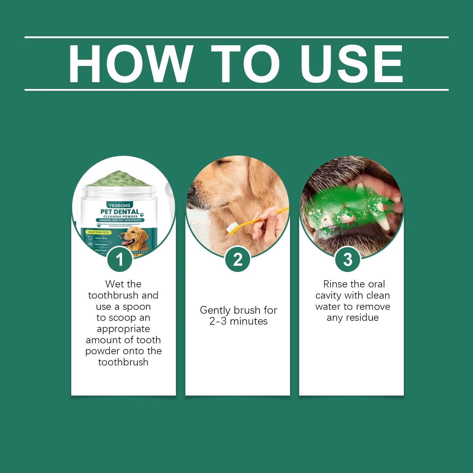 Pet Teeth Cleaning Powder — Reduces Tartar & Freshens Breath, 100g