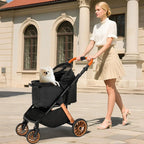 All-Terrain Pet Stroller with Aluminum & Carbon Steel Frame, Shock Absorbers, Sun Shades & Adjustable Handle