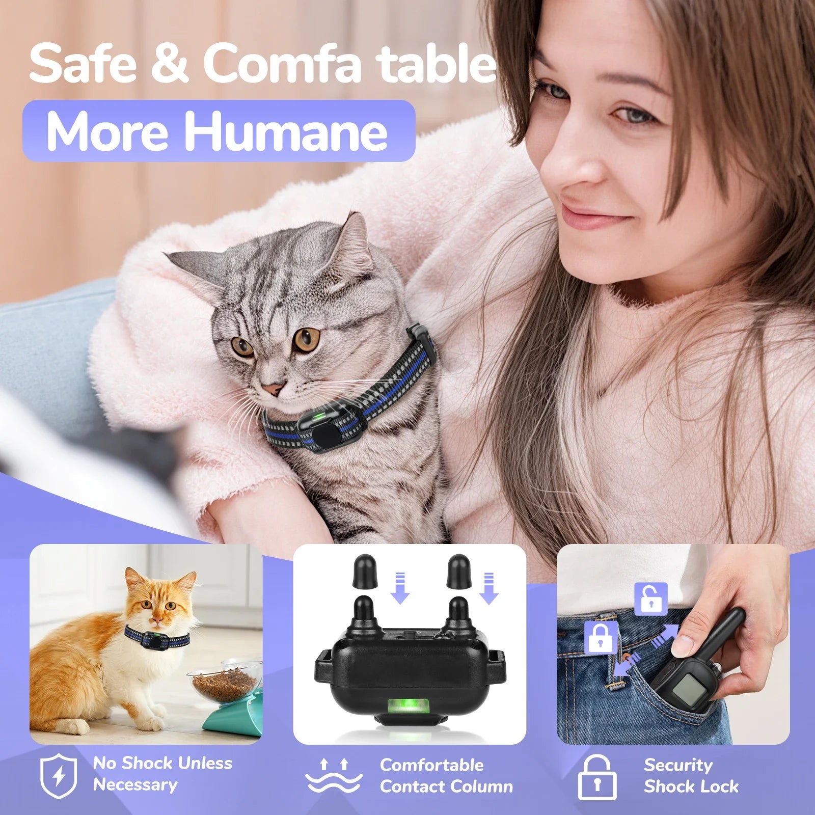 Ultra-Small Cat Training Collar — Waterproof, Rechargeable, 2000ft Remote