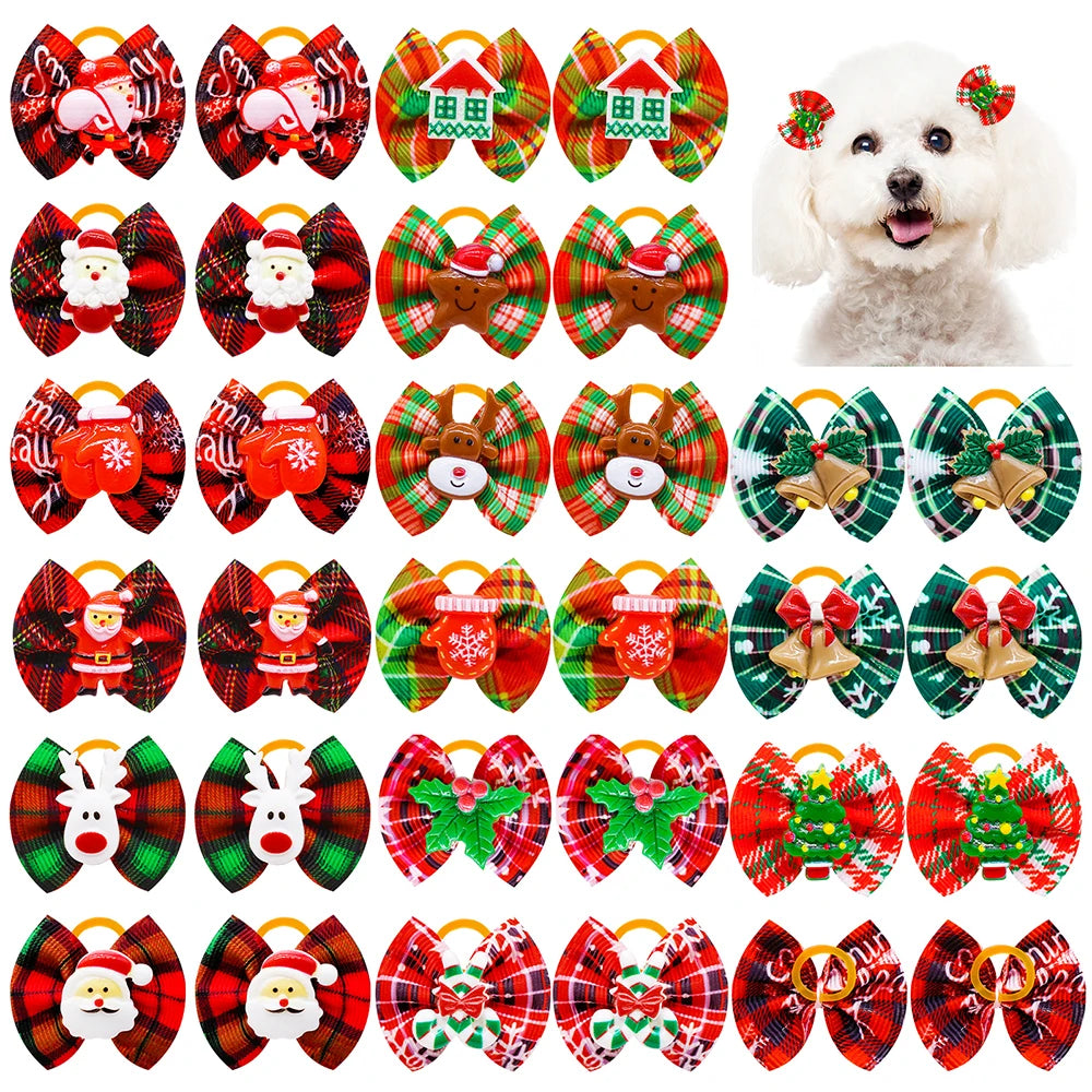 Winter Christmas Puppy Bows (10, 20 or 30 Piece Pack)
