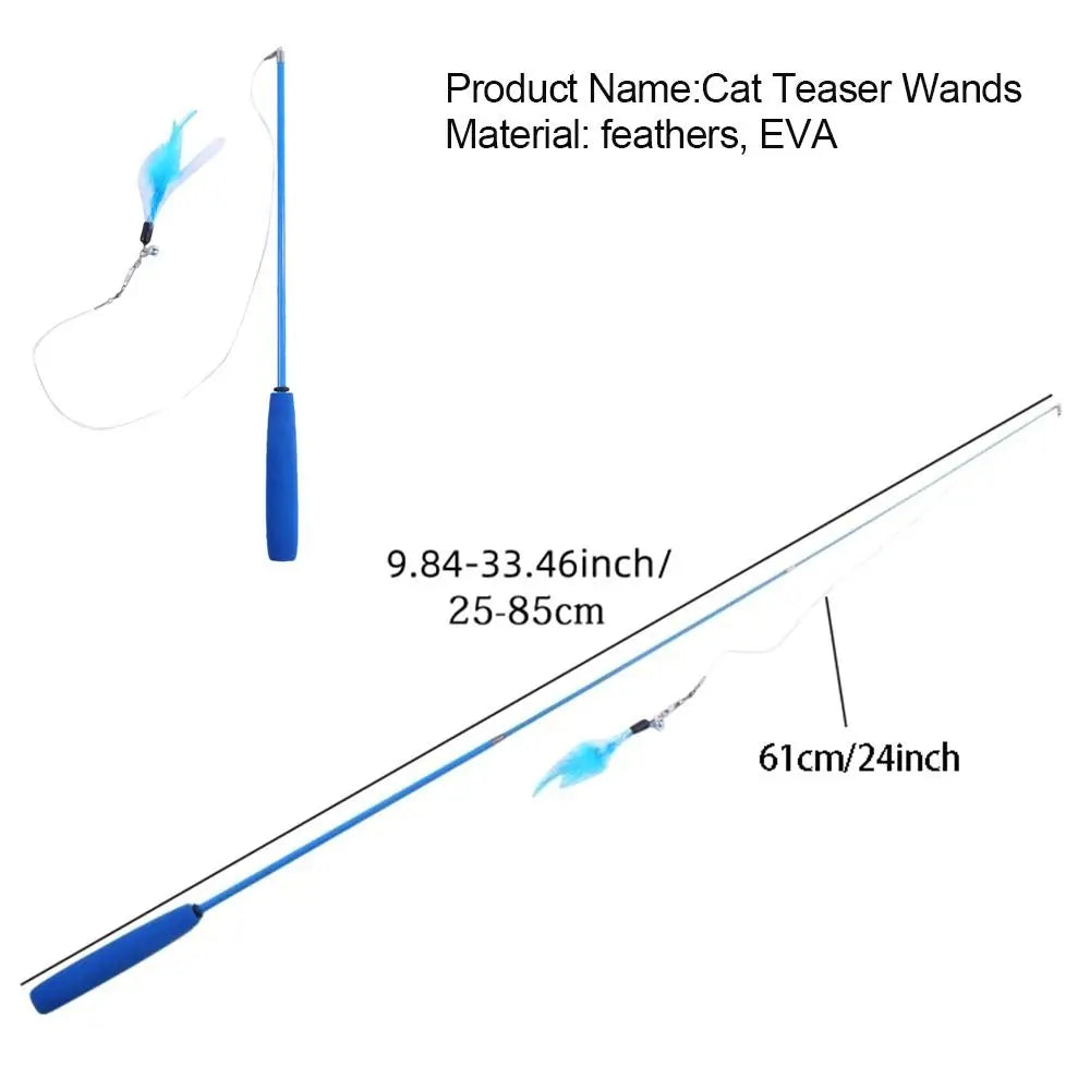 3-Section Telescopic Cat Wand — Extendable Interactive Fishing Pole Toy