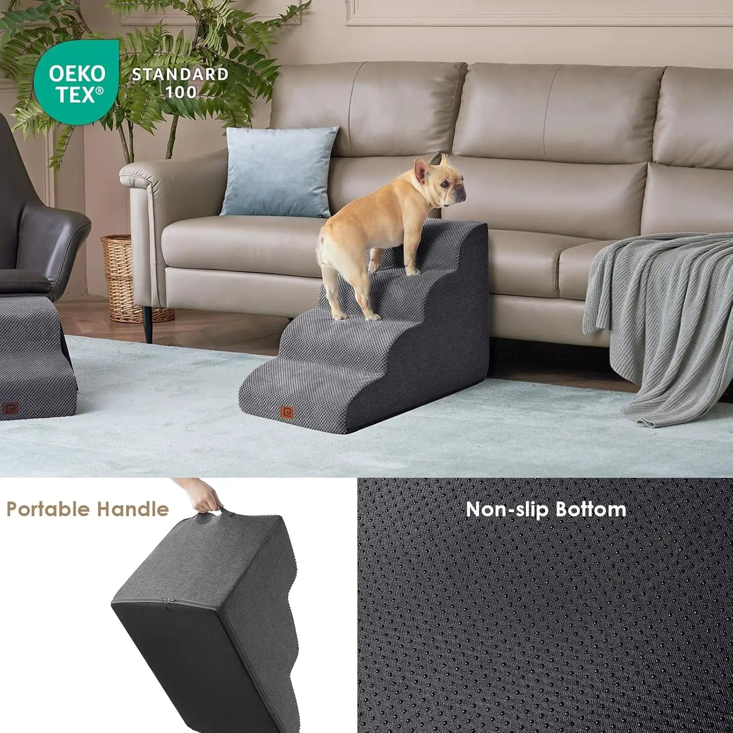 Curved Pet Stairs for High Beds (4-Step)