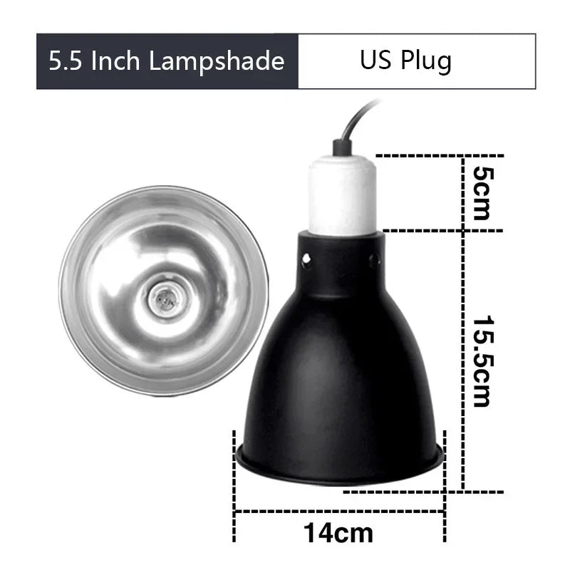 5.5in Reptile Lamp Dome with Ceramic Socket — Anti-Scald Shade for Terrariums