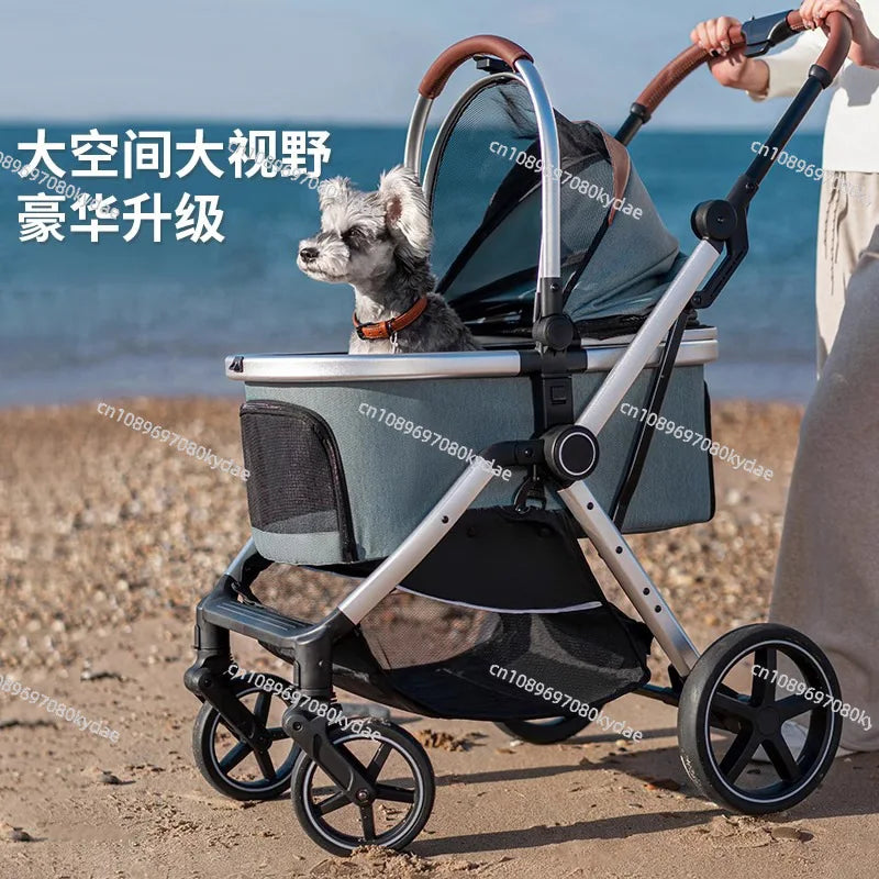 Luxury 4-Wheel Detachable Dog Show Pet Stroller for Cats & Dogs — Separation Trolley