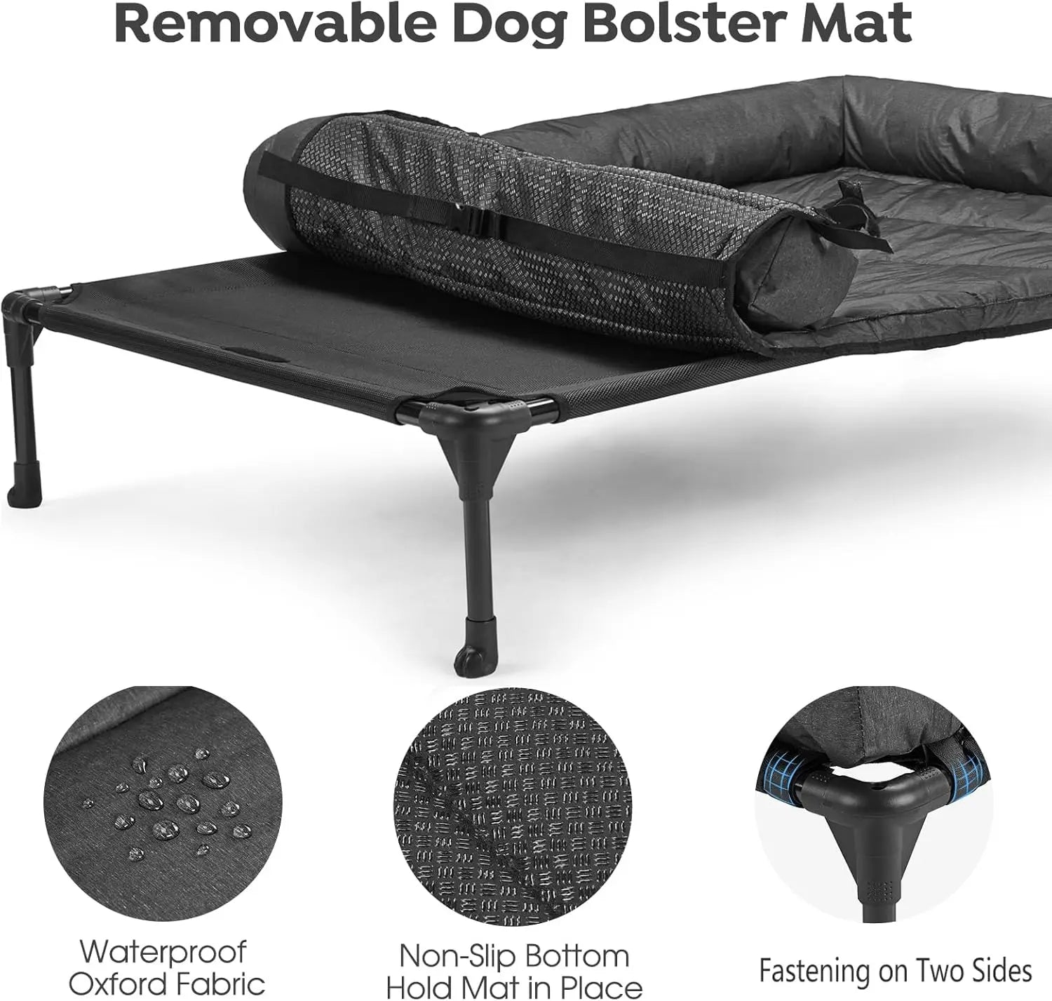 Cooling Elevated Dog Bed with Bolster Cushion, 42x30in