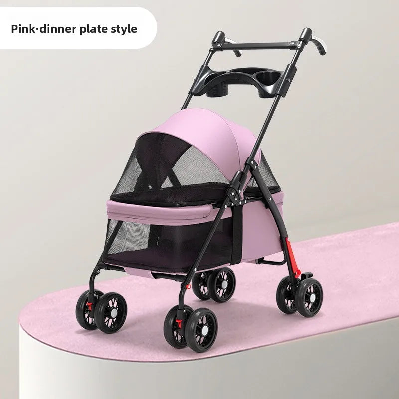 Lightweight Portable Foldable Pet Stroller Cart for Dogs & Cats — Outdoor Travel Trolley