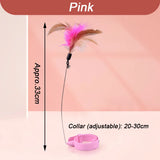 Feather Teaser Wand with Bell & Collar — Interactive Cat Training Set