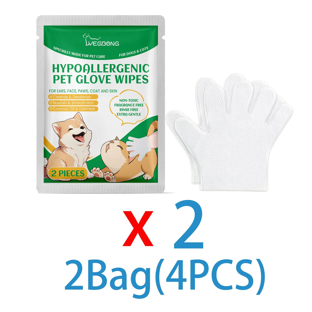 Disposable Pet Cleaning Gloves — Coconut Oil & Glycerin, No-Rinse Dry Bath