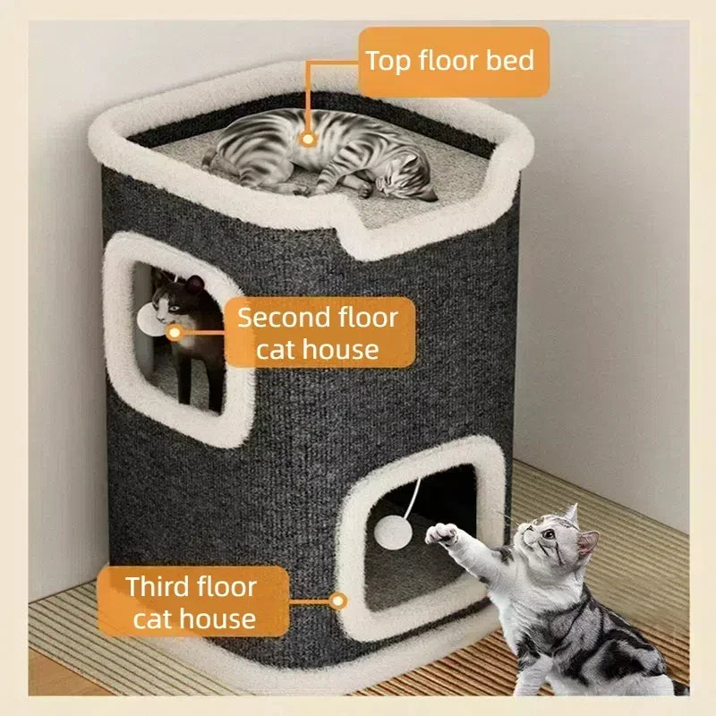 Cozy Cat Cave Bed with Hideaway Hut, Washable