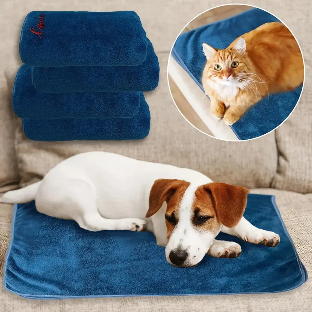 Quick-Drying Pet Bath Towels — Soft Fiber Multi-Packs for Dogs & Cats
