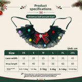 Christmas Lace Bow & Pom Pom Pet Collar (Festive Neckwear)