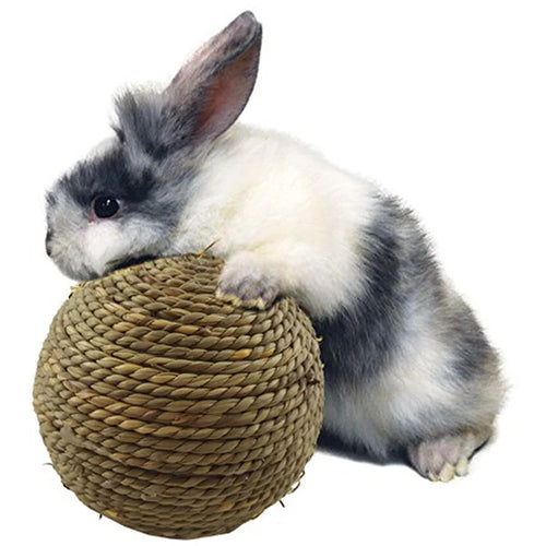 Braided Chew Ball — Cotton & Straw Rope Toy for Guinea Pigs, Rabbits & Hamsters