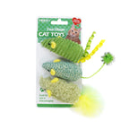 3-Pack Squeaky Catnip Mouse Toys — Rattling Plush Mice for Cats