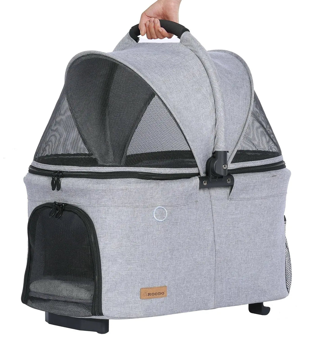 Upgraded 3-in-1 All-Terrain Lightweight Folding Pet Stroller with Detachable Carrier