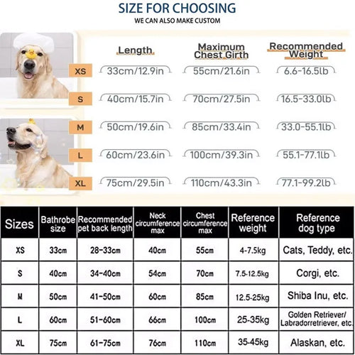 Absorbent Dog Towel Bathrobe — Soft 100% Cotton Wrap