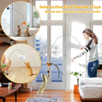 Bird Feather Cat Teaser Wand — Suction-Mount, Flexible Steel Wire