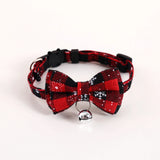 Breakaway Christmas Cat Collar with Bow Tie & Bell (Plaid)