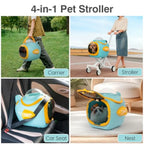 4-in-1 Space Capsule Pet Stroller with Built-In Fan & Detachable Carrier for Dogs & Cats