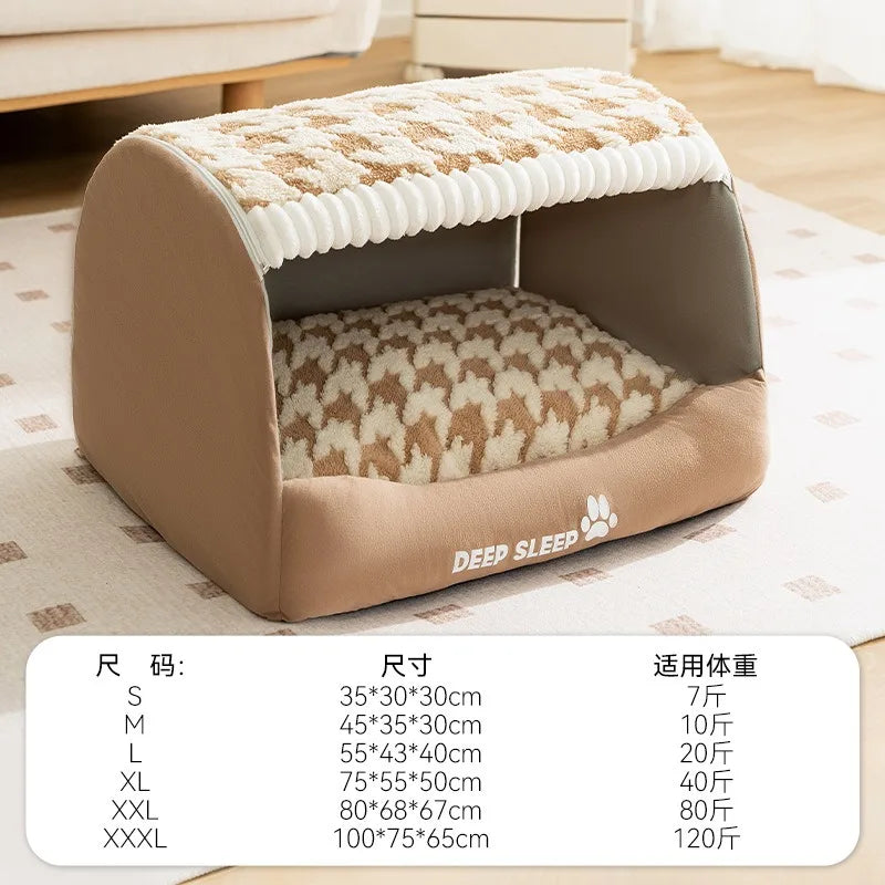Quilted Winter Dog Den Bed