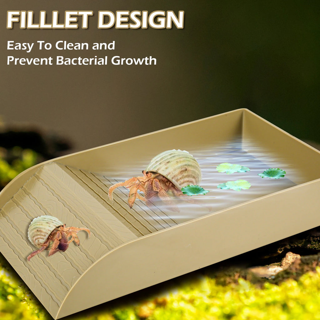 Anti-Slip Tortoise Bathing Dish — Dual-Ramp Food & Water Bowl