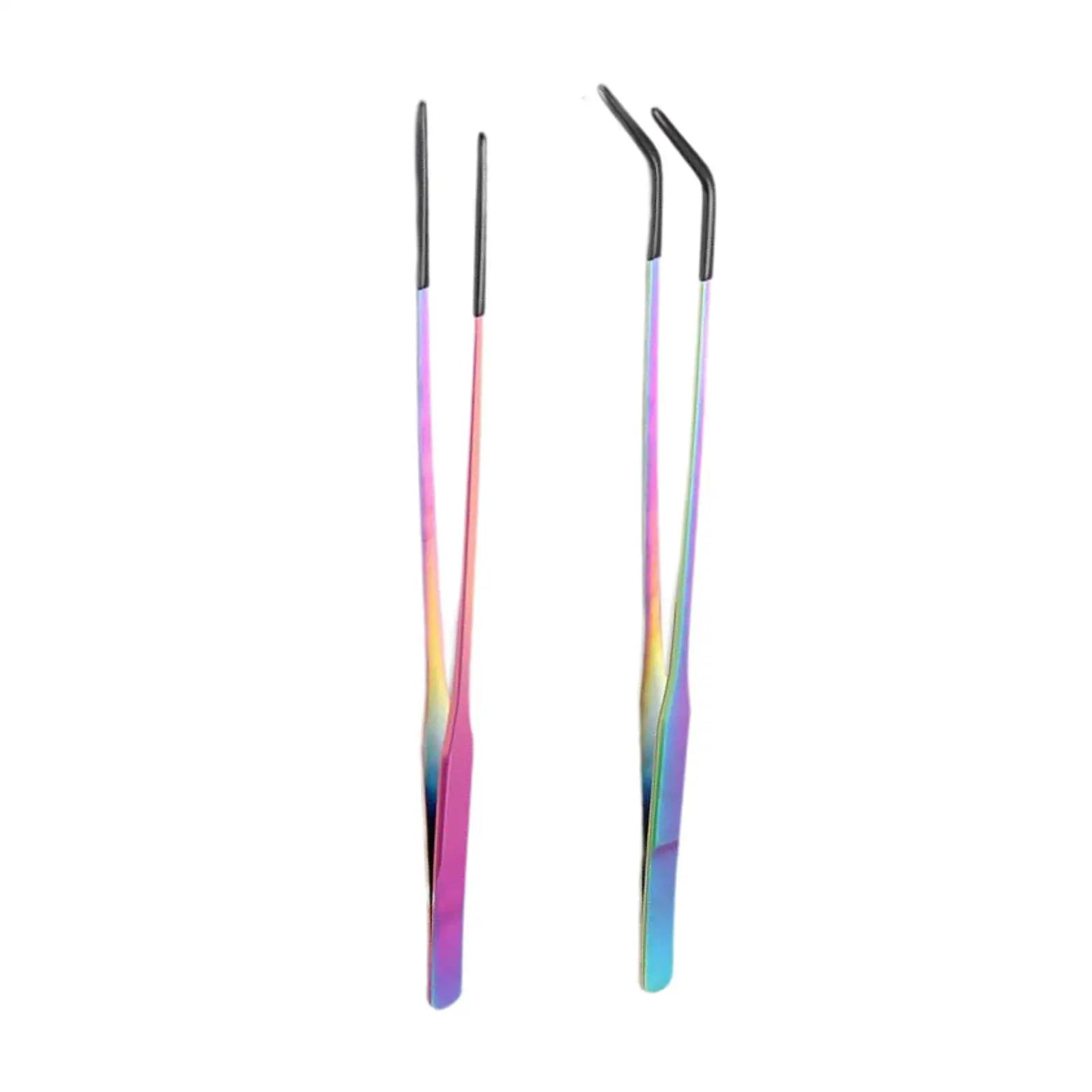 Stainless Steel Reptile Feeding Tongs — Soft-Tip Precision Tweezers