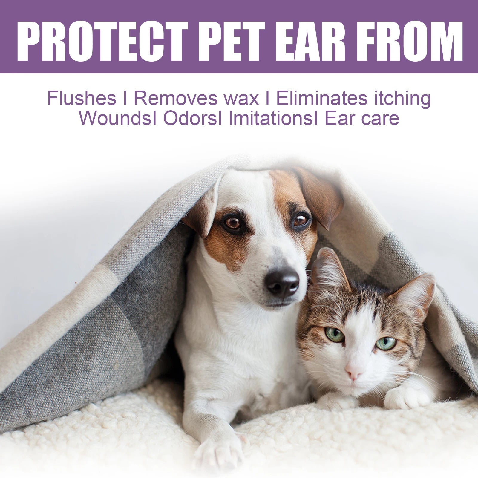 Pet Ear Cleaner Drops — Infection & Mite Control, 118ml with Cotton Swabs