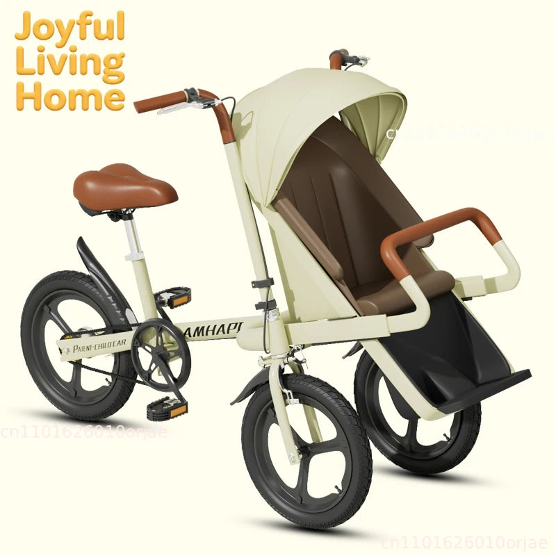 3-Wheel Parental-Control Tricycle Pushchair Pet Stroller — Portable Travel Bike for Pets & Families