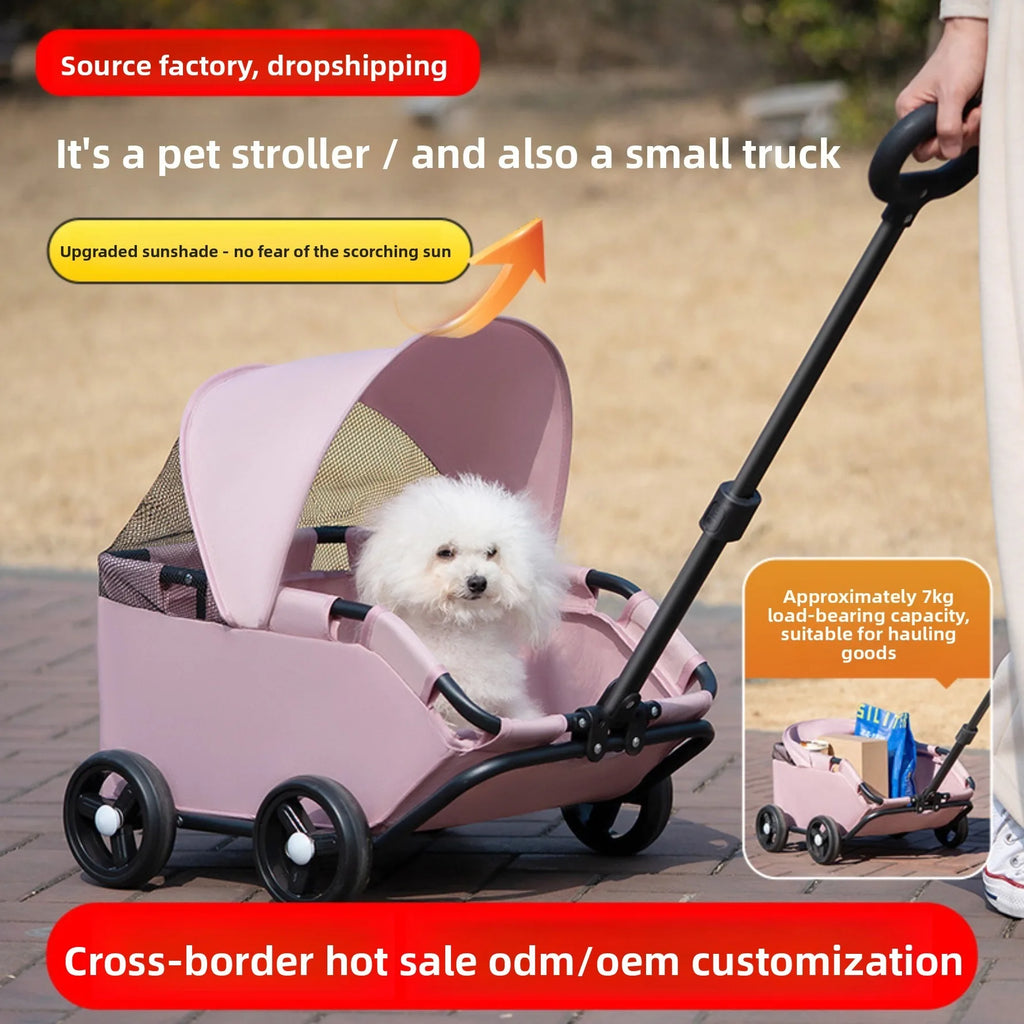 Foldable Hand Pushchair Stroller for Small Dogs, Cats & Puppies