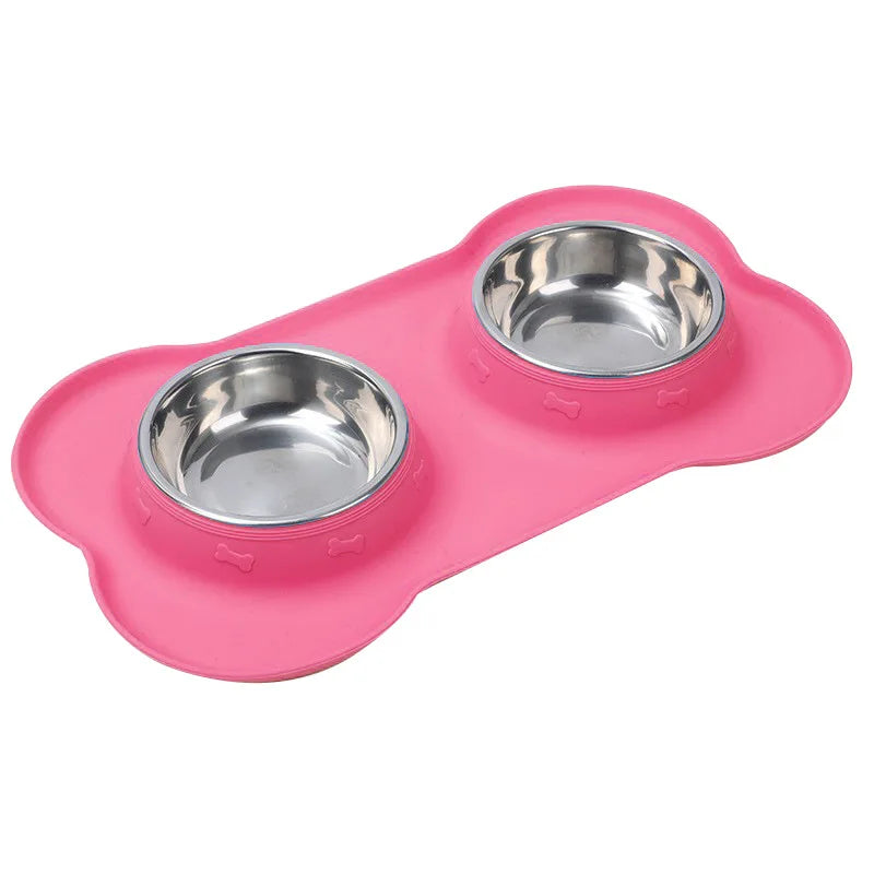 Stainless Steel Double Pet Bowl Set