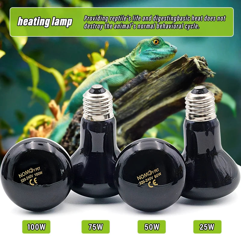 220V UVA+UVB Reptile Basking Lamp — Daylight Heat Bulb for Turtles & Lizards, 25W-100W