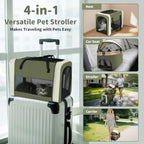 Foldable Double Pet Stroller with Detachable Carriers, Safety Belts & 4-Lock Wheels