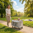 Soft-Sided Suitcase-Style Pet Stroller with Top Opening & Mesh Panels