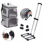 Double-Deck Pet Trolley Bag with Telescopic Handle & Side Pockets