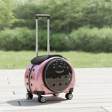 Pet Carrier with Wheels Transparent Pet Carrier Suitcase Hard-Sided Cats, Small Dogs, Travel, Airport, Professional Visits
