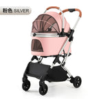 Lightweight Foldable 4-Wheel Pet Stroller for Medium, Large Dogs & Teddy Breeds