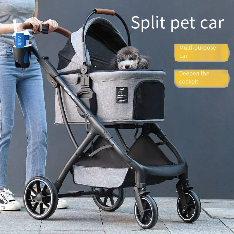 2-in-1 Foldable Pet Stroller & Carrier Travel System