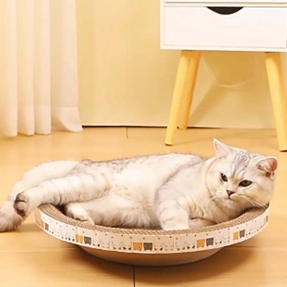 2-in-1 Cardboard Cat Scratcher Bowl Bed