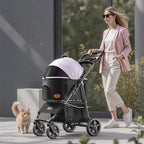 Ultra-Lightweight Foldable Pet Stroller with Detachable Carrier for Cats & Dogs